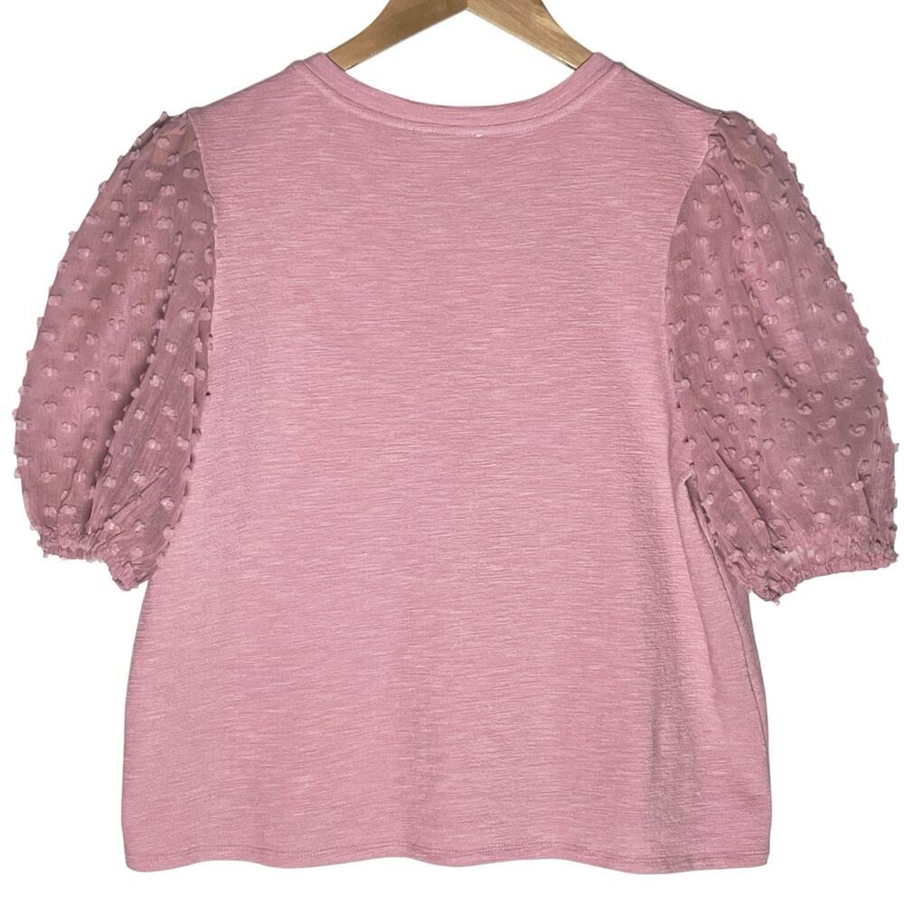 ANTHROPOLOGIE MAEVE Women’s Pink Puff Sleeve Pullover Knit Top Large - Picture 4 of 4